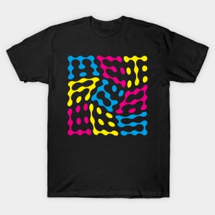 Twisted Metaballs Typography (CMY) T-Shirt